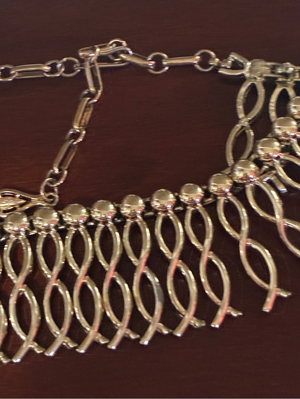 Gold Coro Dangle Link Choker Necklace - Women Jewelry very elegant - Picture 6 of 8